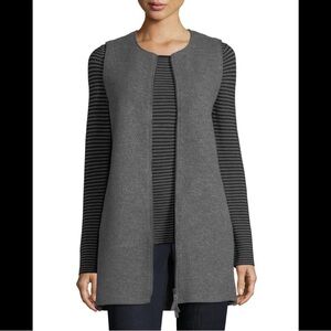 Eileen Fisher Double Zip Boiled Wool Vest Grey M